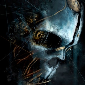 Pintura a óleo feita à mão sobre tela de algodão sob demanda, enrolada esticada ou emoldurada, Video Games - Dishonored pôster 2 arte de parede fan art Corvo