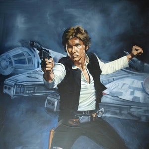 Handmade oil painting on cotton canvas on demand, rolled stretched or framed,Sci Fi-Only Hank portrait fan art wall artwork Millenium falcon
