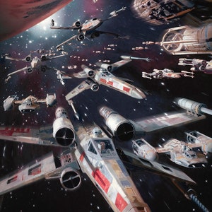 Handmade oil painting on cotton canvas on demand, rolled stretched or framed, Sci Fi - X & Y spaceships wing fleet fan art wall artwork