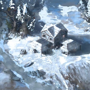Handmade oil painting on cotton canvas on demand, rolled stretched or framed, Video Games - Age of Empire Town Center winter fan art wallart