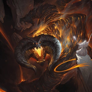 Handmade oil painting on cotton canvas on demand, rolled stretched or framed,Fantasy - Gandalf Versus The Balrog in Moria 4 wallart fan art