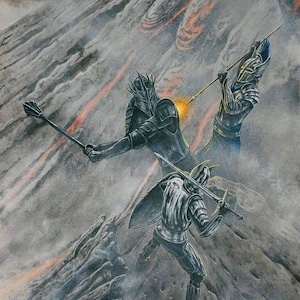 Handmade oil painting on cotton canvas on demand, rolled stretched or framed, Fantasy-Last Battle War old civilisation and Dark Lord fan art