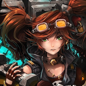 Handmade oil painting on cotton canvas on demand, rolled stretched or framed, Video Games-Borderlands poster 7 Gaige The Mechromancer fanart