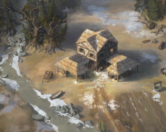 Handmade oil painting on cotton canvas on demand, rolled stretched or framed, Video Games - Age of Empire Town Center fan art wall artwork