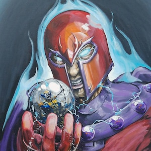Handmade oil painting on cotton canvas on demand, rolled stretched or framed, Marvel-Magneto portrait 8 fan art wallart X Men Max Eisenhardt