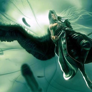 Handmade oil painting on cotton canvas on demand, rolled stretched or framed, Video Games - Final Fantasy Sephiroth 1 wall artwork fan art