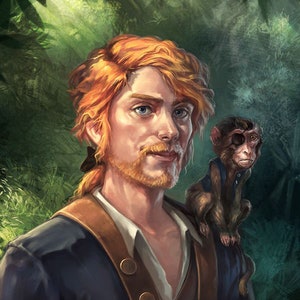Handmade oil painting on cotton canvas on demand, rolled stretched or framed, Video Games - Monkey Island Guybrush Threepwood 4 wall fan art