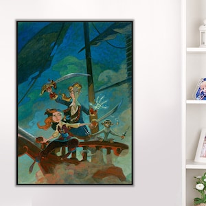 Handmade oil painting on cotton canvas on demand, rolled stretched or framed, Video Games - Monkey Island poster fan art 1 wall artwork