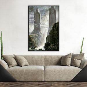 Handmade Argonath Oil Painting on Canvas: Fantasy Fan Art