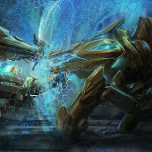 Handmade oil painting on cotton canvas on demand, rolled stretched or framed, Video Games - Starcraft Protoss Probes 1 wall artwork fan art
