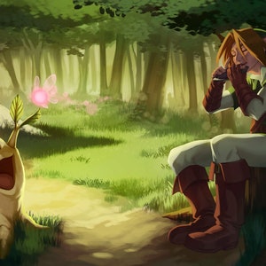 Pintura al óleo hecha a mano sobre lienzo de algodón bajo demanda, enrollada estirada o enmarcada, Videojuegos - Zelda Great Deku Tree 4 arte mural fan art