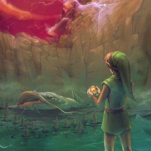 Handmade oil painting on cotton canvas on demand, rolled stretched or framed, Video Games -Zelda A Link to the Past 2 fan art wallart screen