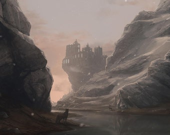 Handmade oil painting on cotton canvas on demand, rolled stretched or framed, Video Games -Skyrim College of Winterhold 2 fanart guild mages