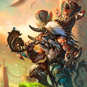 Pintura al óleo hecha a mano sobre lienzo de algodón a pedido, enrollada, estirada o enmarcada, World of Warcraft - Retrato de Baine Bloodhoof 1 fan art de pared
