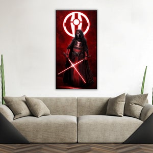 Handmade oil painting on cotton canvas on demand, rolled stretched or framed, Sci Fi-Master Rare bad sign portrait fan art wall artwork sith