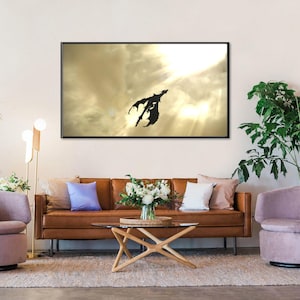 Handmade Skyrim Dragon Oil Painting: Video Game Wall Art
