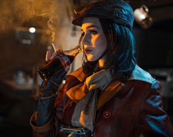 Handmade oil painting on cotton canvas on demand, rolled stretched or framed, Video Games - Fallout 4 Cosplay Piper and Nuka Cola fan art