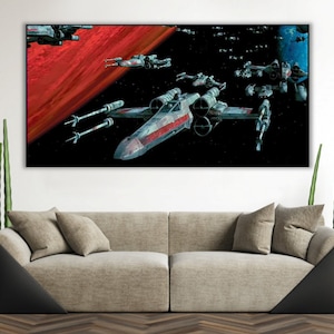 Handmade oil painting on cotton canvas on demand, rolled stretched or framed, Sci Fi - X & Y spaceships wing fleet 2 fan art wall artwork