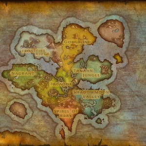 Handgemaakt olieverfschilderij op katoenen canvas op aanvraag, opgerold uitgerekt of ingelijst, World of Warcraft - Warlords of Draenor zones kaart muur fanart