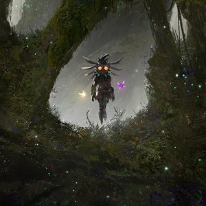 Handmade oil painting on cotton canvas on demand, rolled stretched or framed, Video Games - Zelda Majora&#39;s Mask 3 wallart fan art Skull Kid