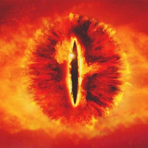 Handmade oil painting on cotton canvas on demand, rolled stretched or framed, Fantasy - Dark Lord&#39;s eye fire Sauron Mordor wallart fan art