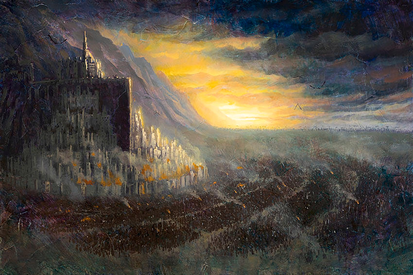 Minas Tirith Gondor beautiful landscape 2 - Handmade oil painting on canvas  on demand