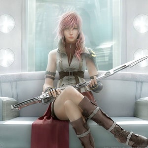 Handmade oil painting on cotton canvas on demand, rolled stretched or framed, Video Games - Final Fantasy Lightning portrait 1 wall fan art