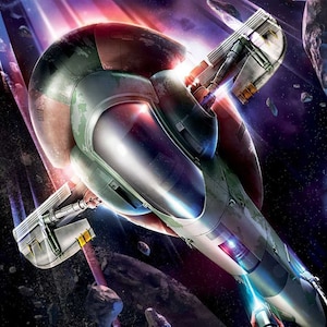 Handmade the Slave I Spaceship Oil Painting on Canvas: Boba Fett Star Wars Fan Art