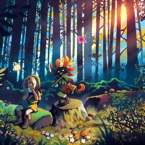 Handmade oil painting on cotton canvas on demand, rolled stretched or framed,Video Games-Zelda Majora&#39;s Mask 1 wallart fan art Link portrait