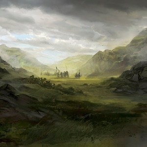 Handmade oil painting on cotton canvas on demand, rolled stretched or framed,Fantasy-Beautiful fantastic fantasy landscape 2 fan art Tolkien