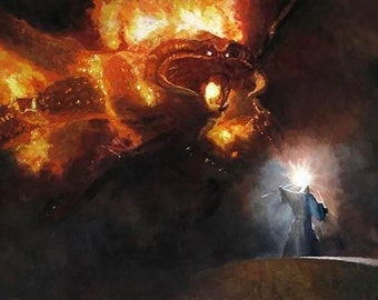 Handmade oil painting on cotton canvas on demand, rolled stretched or framed,Fantasy-Shadow fire monster versus witch 2 wall artwork fan art