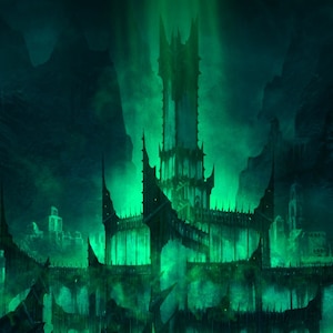 Handmade oil painting on cotton canvas on demand, rolled stretched or framed, Fantasy - Dark Lord Orc city fortress wall artwork fan art