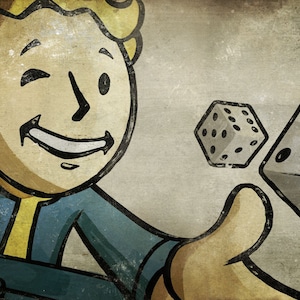 Handmade oil painting on cotton canvas on demand, rolled stretched or framed, Video Games -Fallout Vault Boy 3 wall artwork fan art portrait