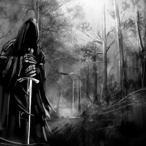 Handmade oil painting on cotton canvas on demand, rolled stretched or framed, Fantasy - Black knight rider 2 fan art wall art Ulairi Angmar