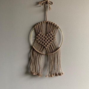 Macrame hanging - golden heart