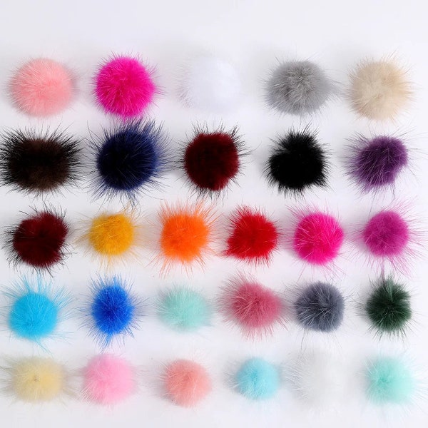 Pompon en vison 25 mm 30 mm 40 mm boules de fourrure bricolage pompon à coudre tricoté porte-clés écharpe chaussures chapeaux bijoux à bricoler soi-même artisanat accessoires