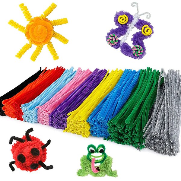 50 pcs Chenille Tige Tuyau Enfants DIY Jouets créatifs Bâtons Chenille Nettoyants Maternelle Éducatif Fait Main Matériel Peluche Bandes