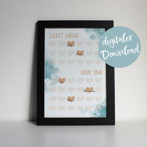Tarjeta de felicitación "MAMA+OMA", personalizable | DIN A4 para imprimir en casa | Regalo para mamá y abuela, Día de la Madre, Recuerdo, Anuncio de nacimiento