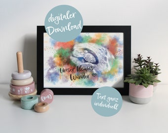 Ultrasound image "COLORFUL", individually designed | Mural as print-at-home | Reminder of baby, pregnancy, birth