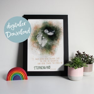 Ultrasound image of star child &quot;EARTH&quot;, individually designed | Poster as print-at-home | Memory of baby | Gift of comfort | Grief
