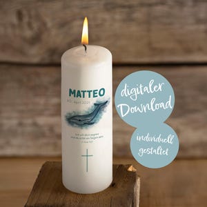 Baptismal candle PDF template &quot;WHALE&quot;, customizable | Print-at-Home | DIY, candle tattoo, light cover, decoration | Baptism, baptism remembrance