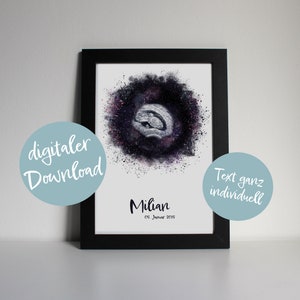 Ultraschallbild "SPACE", individuell gestaltet | Poster als Print-at-Home | Erinnerung an Baby, Schwangerschaft, Geburt