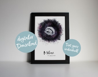 Ultrasound image "SPACE", individually designed | Poster as print-at-home | Reminder of baby, pregnancy, birth