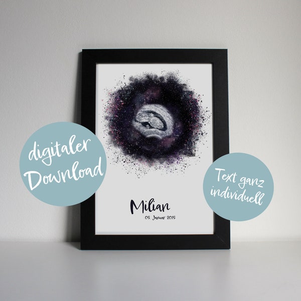 Ultrasound image "SPACE", individually designed | Poster as print-at-home | Reminder of baby, pregnancy, birth