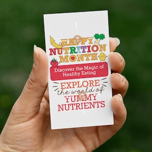 Étiquette-cadeau imprimable du mois de la nutrition, étiquette du mois de la nutrition scolaire, étiquette de faveur du mois de la nutrition, étiquette de la cafétéria du mois de la nutrition, téléchargement immédiat