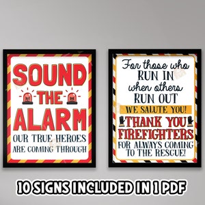 Firefighters Signs Set of 10, Printable Firefighters Poster ...