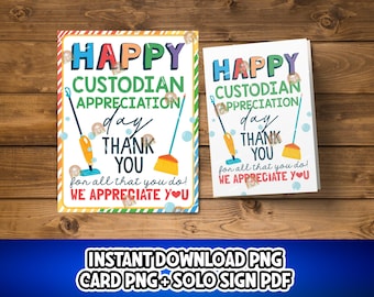 Biglietto d&#39;auguri stampabile per il giorno del custode, regalo di ringraziamento per il custode, ringraziamento per il custode, cartello per il giorno del custode scolastico, poster per il giorno nazionale del custode
