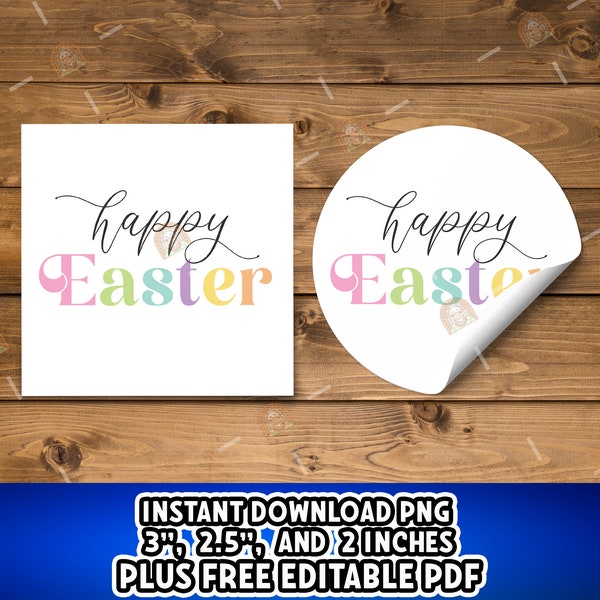 Minimalist Easter Tag Printable, Elegant Happy Easter Day Tag Printable, Pastel Easter cookie tags, Easter Basket Tag, Easter Treat tag