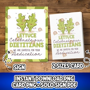 Cadeau imprimable pour diététiste, cadeau drôle de diététicien, carte de diététiste, cadeau de jour RDN pour diététicien, carte de laitue pour diététicien signe