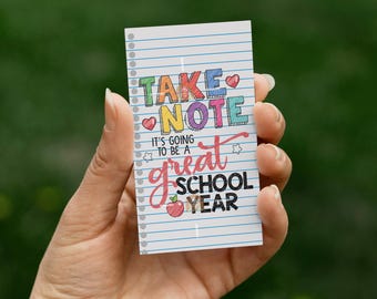 Back to School Tag Printable, Take Note Its Going to be Great School Year Tag, First Day of School Favor Tag, 1st Day of School Notebook Tag